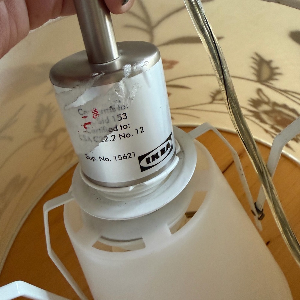 IKEA White and Gold Floral Fabric Lamp Shade - Picture 4 of 8